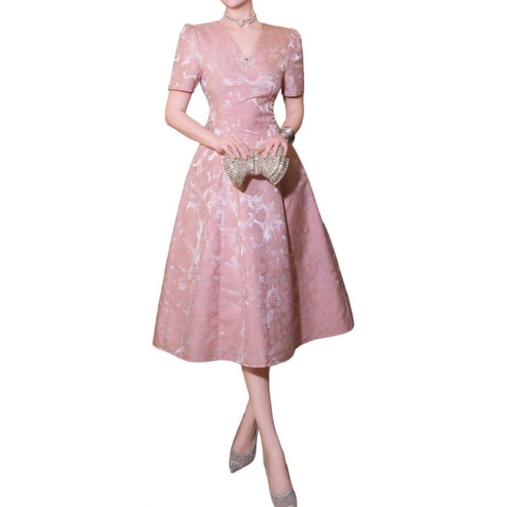 Brc By Burryco Womens  Short Sleeve Embellished Midi Dress